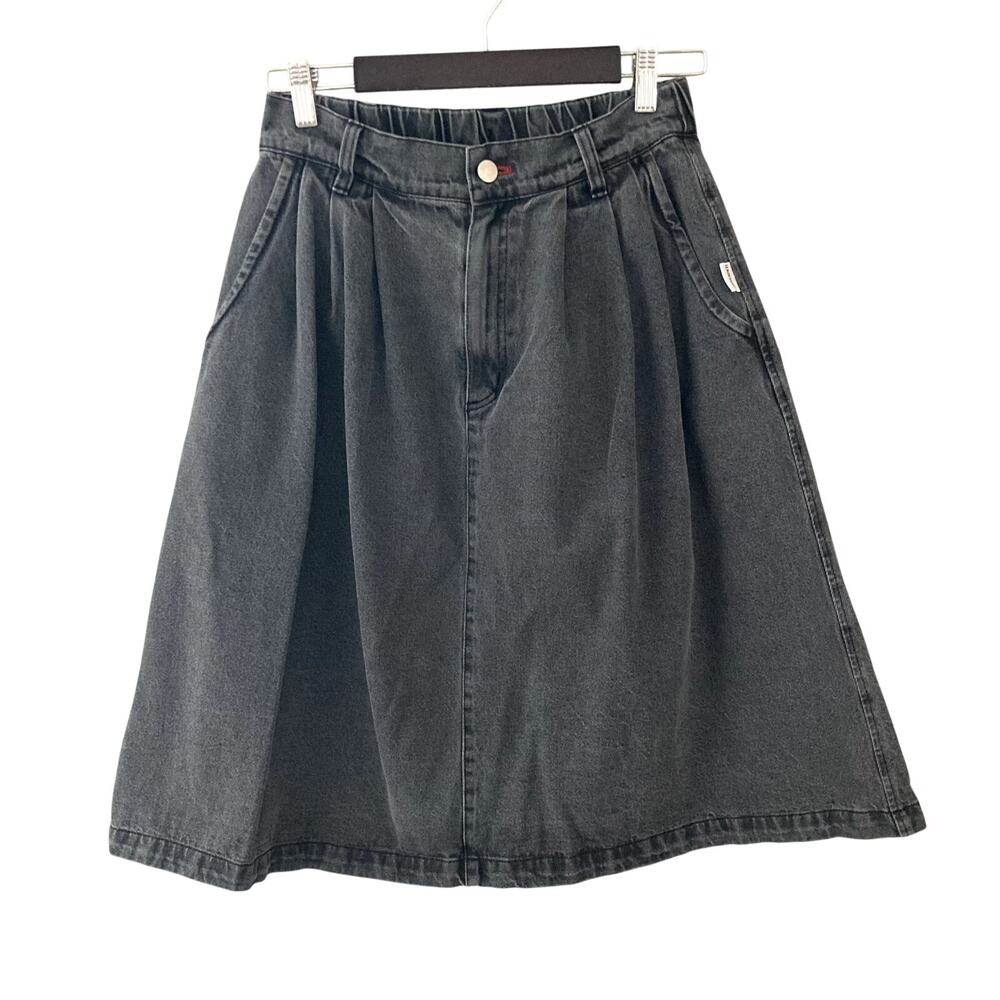 Le Bon Shoppe Farm Girl Skirt Washed Black Denim Medium
